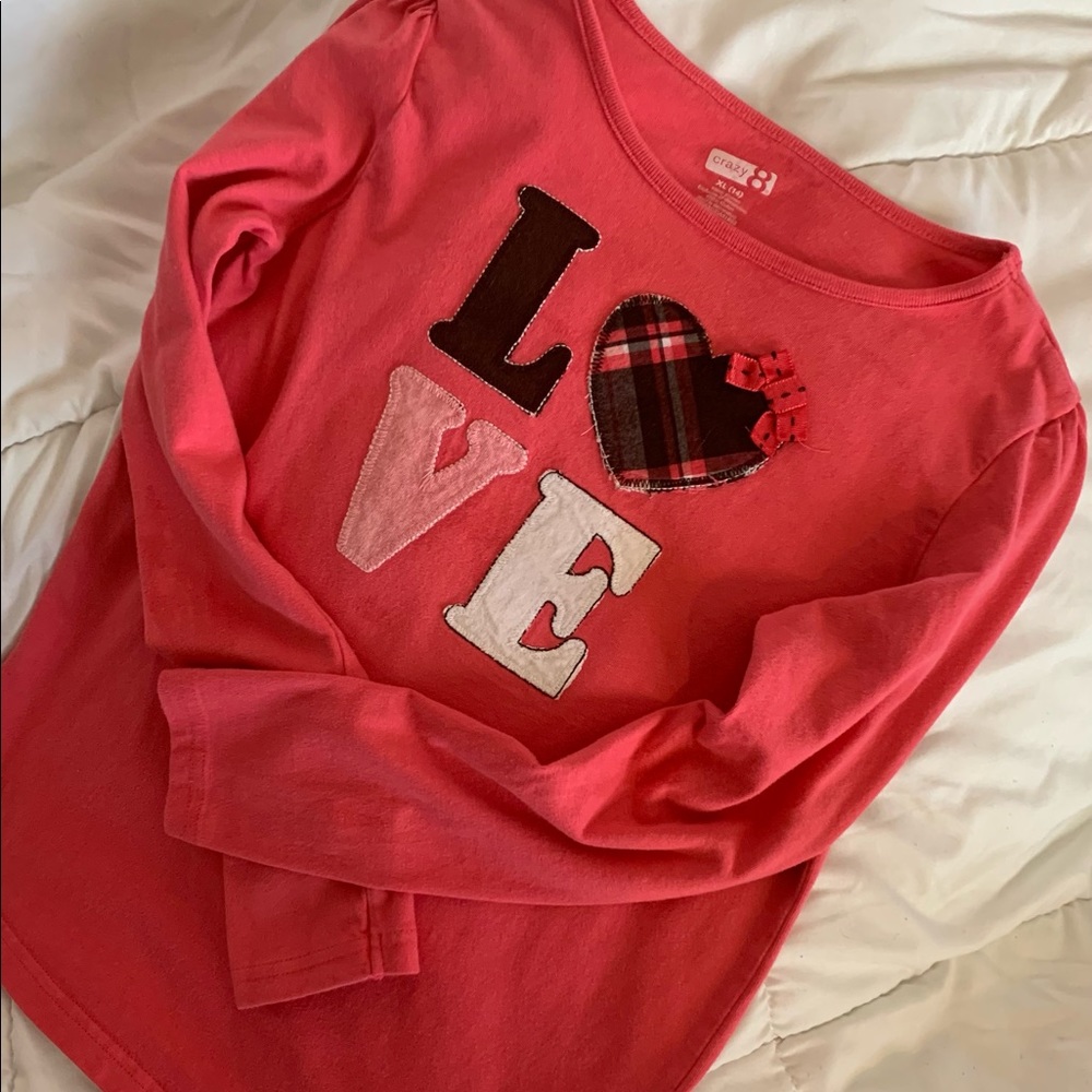 “CRAZY 8” Girls Hot Pink ‘LOVE’ Shirt       Sz XL (14)